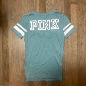 Teal VS Pink V Neck Logo Tee